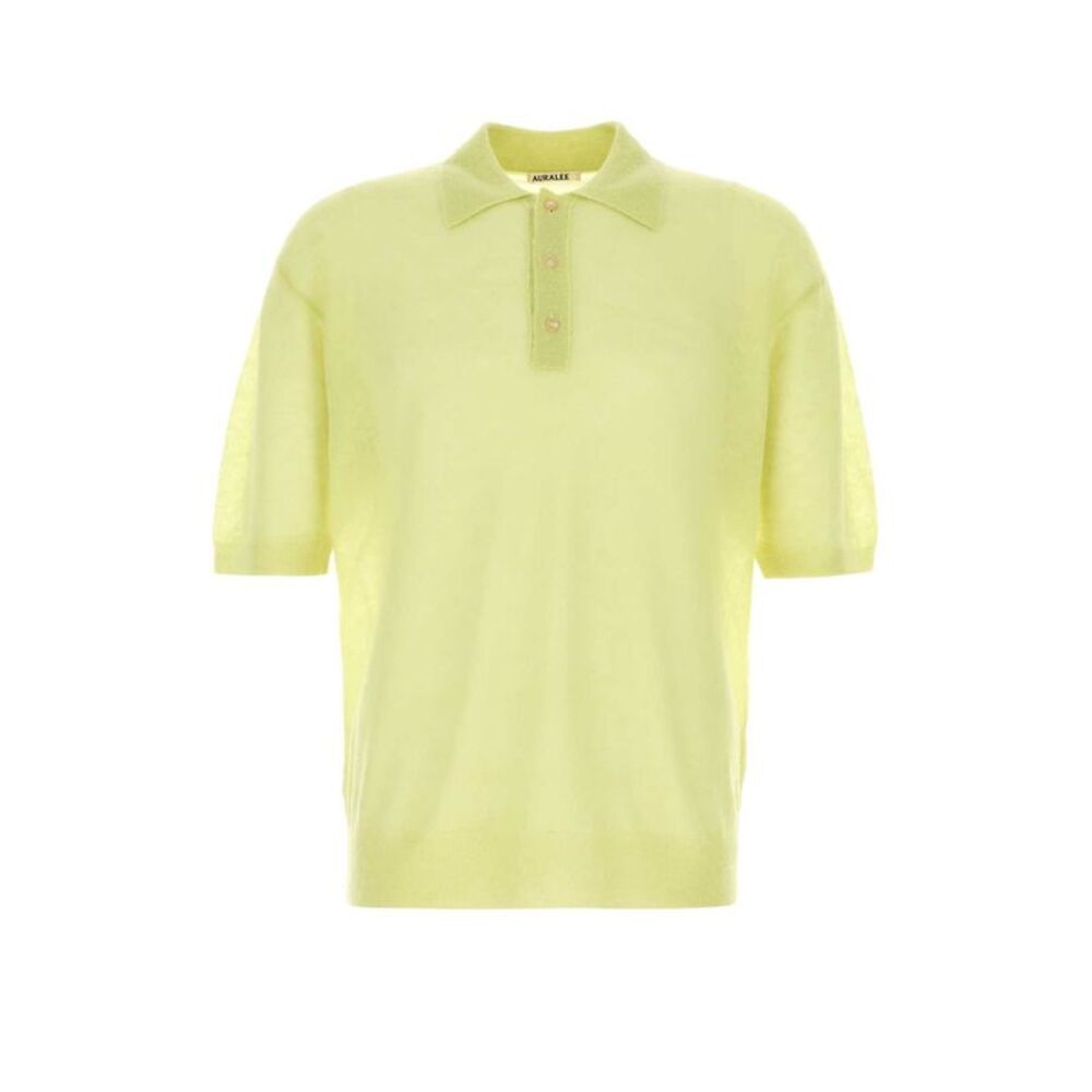 Auralee Men Acid Green Mohair Blend Polo Shirt